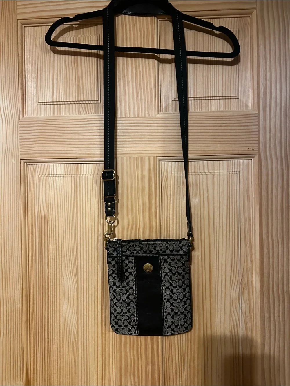 Coach Monogram Crossbody Bag in Navy and Gray